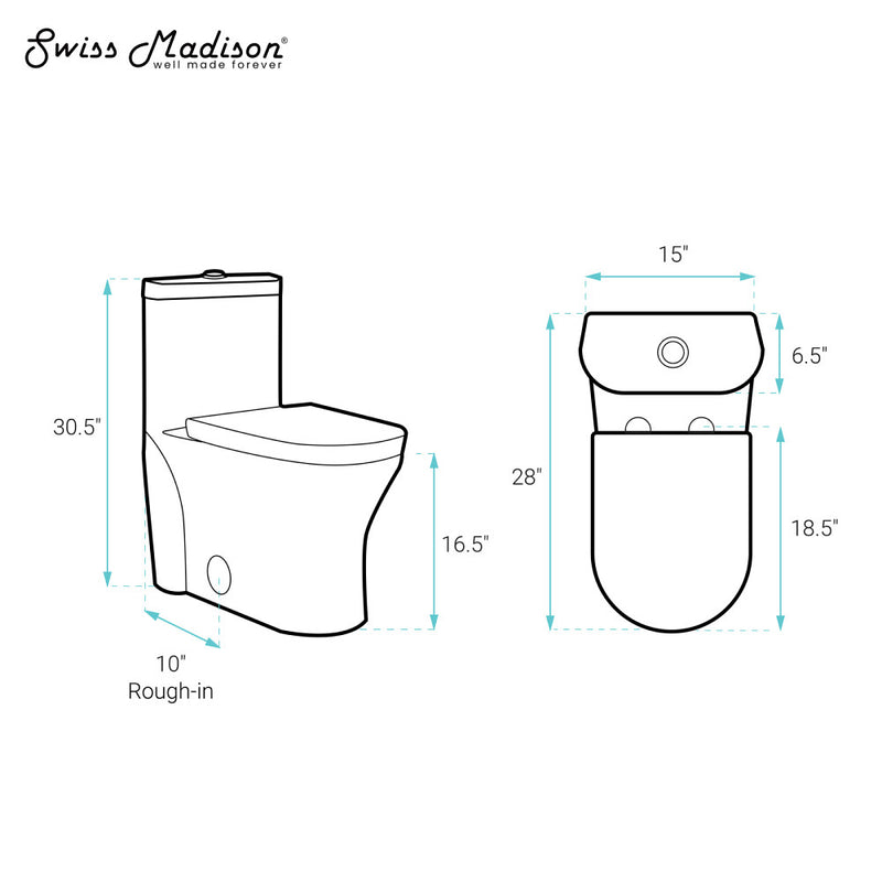 Monaco One-Piece Elongated Toilet Dual Flush 1.1/1.6 gpf with 10" Rough in