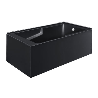 Claire 60 x 32 Right Drain Soaking Alcove Corner Apron Bathtub in Glossy Black