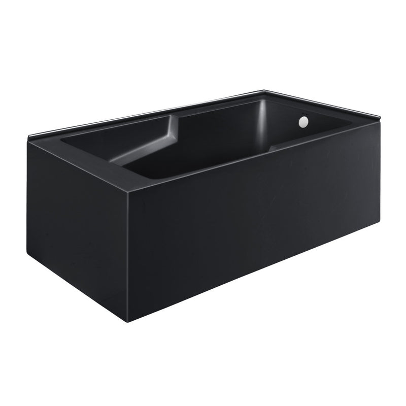 Claire 60 x 32 Right Drain Soaking Alcove Corner Apron Bathtub in Glossy Black