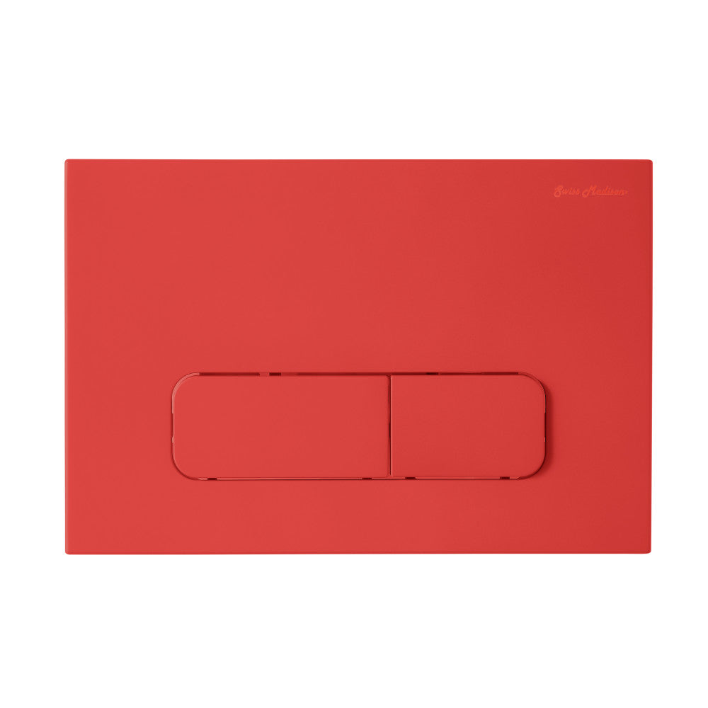 Carre Wall Mount Dual Flush Actuator Plate with Rectangle Push Buttons in Matte Red
