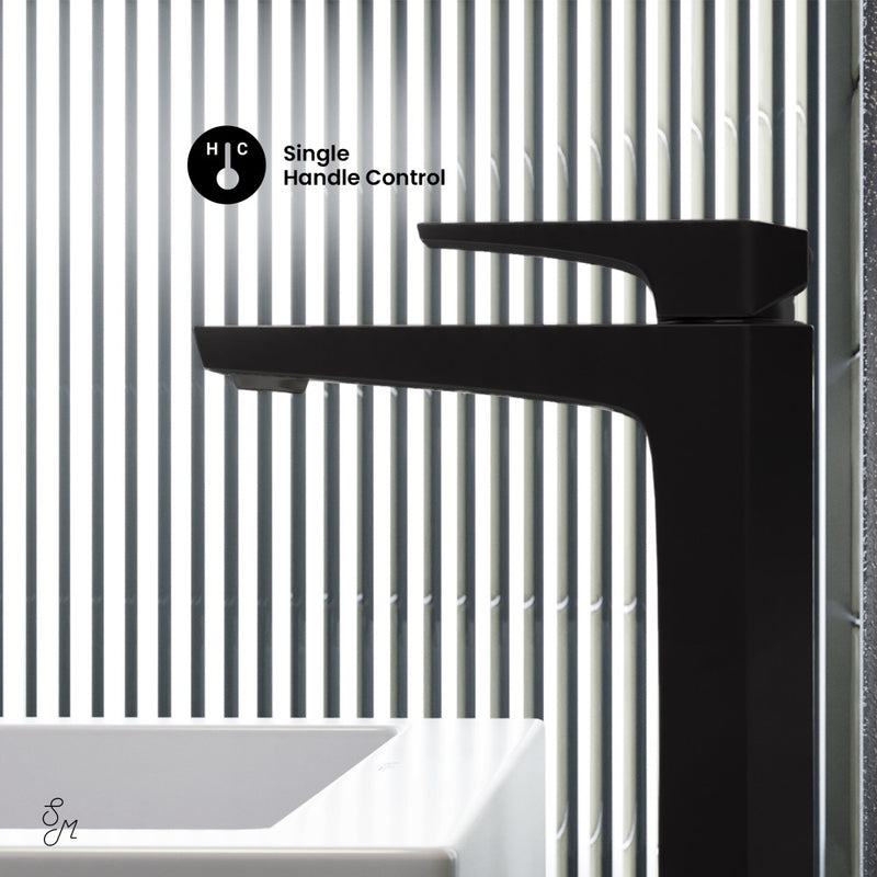 Voltaire Single Hole, Single-Handle, High Arc Bathroom Faucet in Matte Black