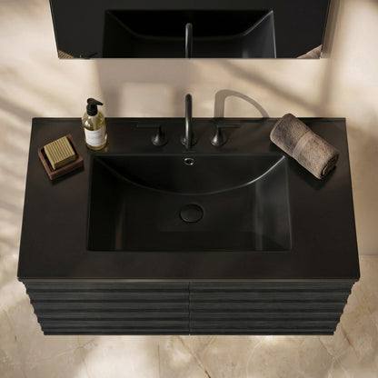 30" 3-Hole Widespread Vanity Sink Top in Matte Black