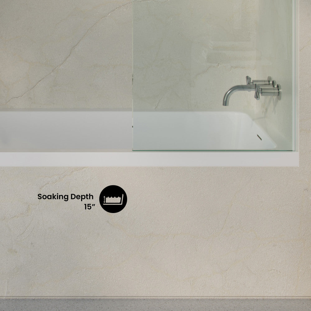 Voltaire 60 x 36 Right Drain Soaking Alcove Bathtub in Glossy White with Integrated Overflow, Drain Included