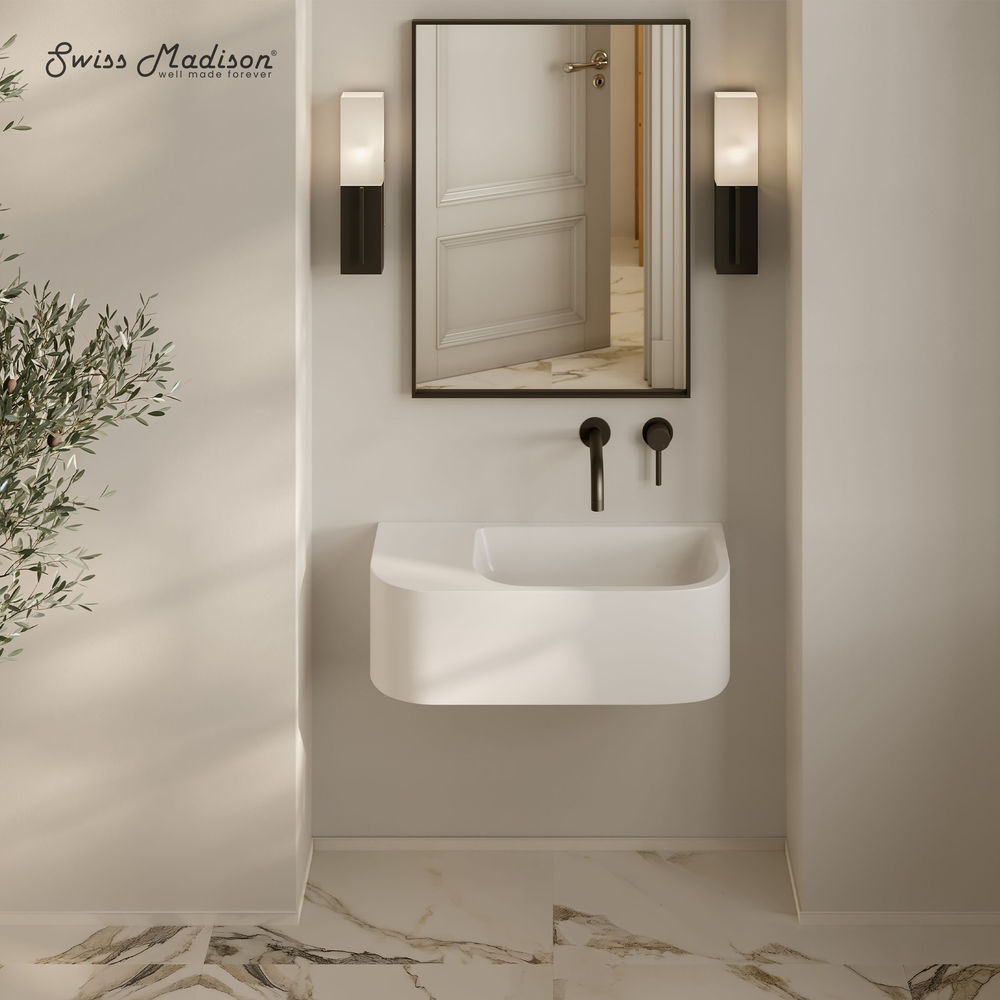 Carre 25" Solid Surface Oval Wall-Mounted Sink In Matte White