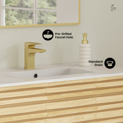 Cascade 36" Freestanding Bathroom Vanity in Natural oak with Sink Top