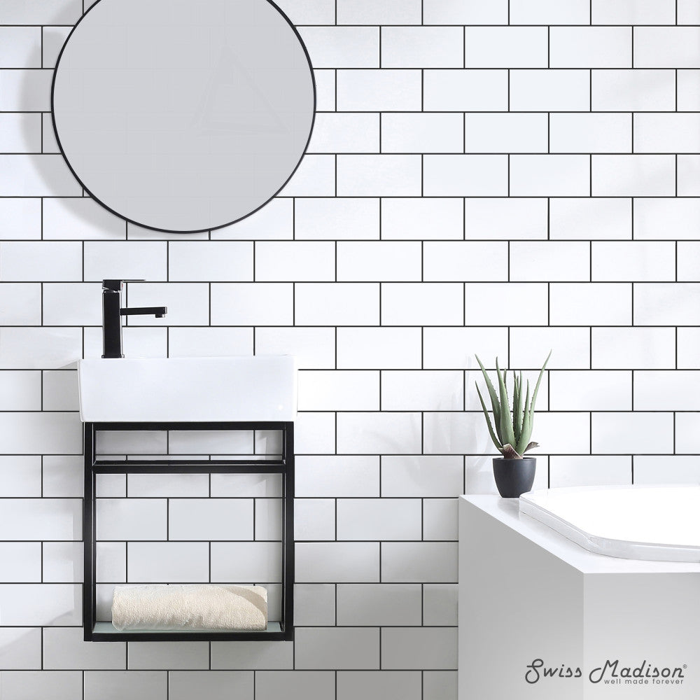 Pierre 19.5 Single, Metal Frame, Open Shelf, Bathroom Vanity