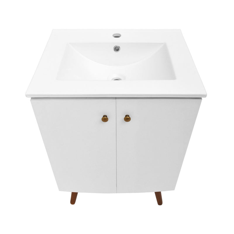 Manoir 24" Freestanding Bathroom Vanity in White with Sink Top