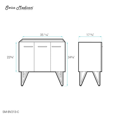 Annecy 36" Bathroom Vanity in White - Cabinet Only