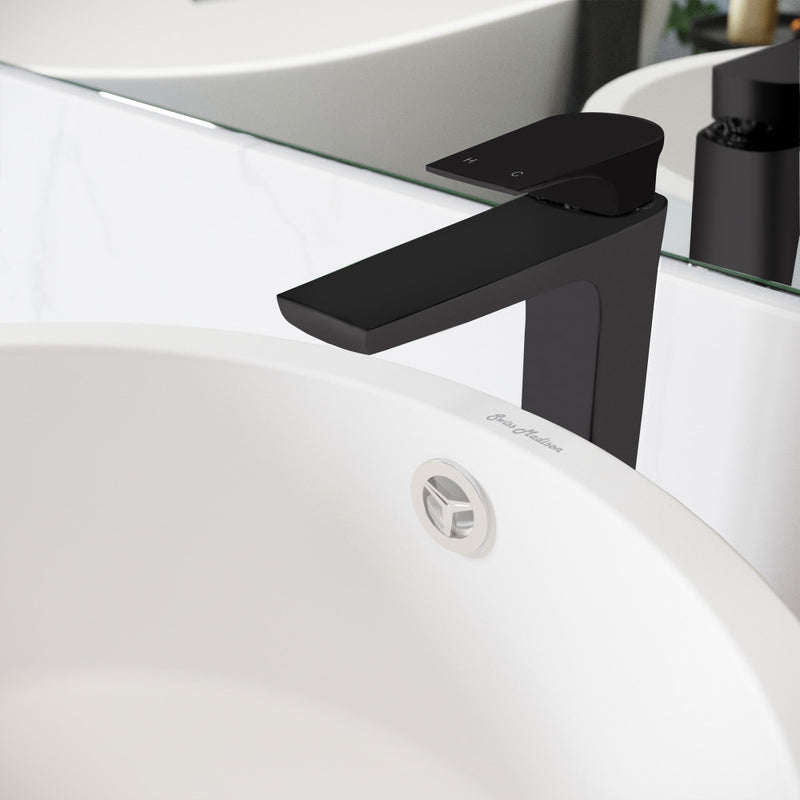 Monaco Single Hole, Single-Handle, High Arc Bathroom Faucet in Matte Black