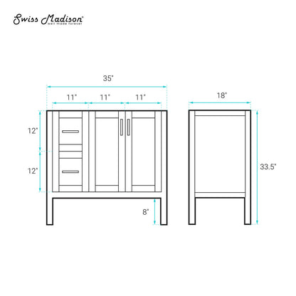 Forme 36" Modular Freestanding Bathroom Vanity Cabinet without Top in Natural Oak