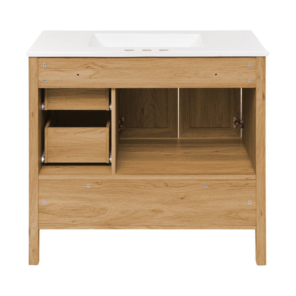 Chateau 36" Freestanding Bathroom Vanity in Golden Oak with 3-Hole Widespread Sink Top