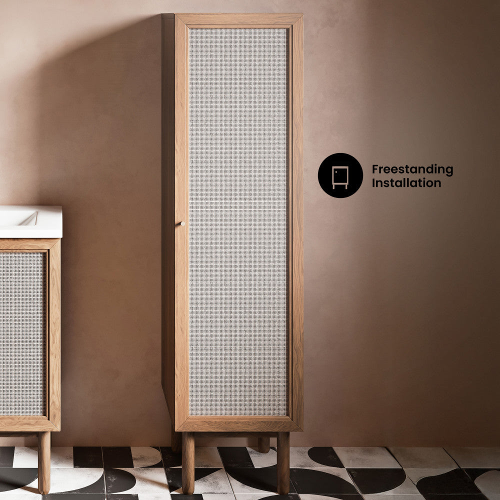 Classe 15.5 x 15 x 60 Freestanding Linen Cabinet in Toppan Oak