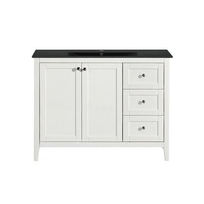Cannes 48 in. White Bathroom Vanity With Black Ceramic Sink Top