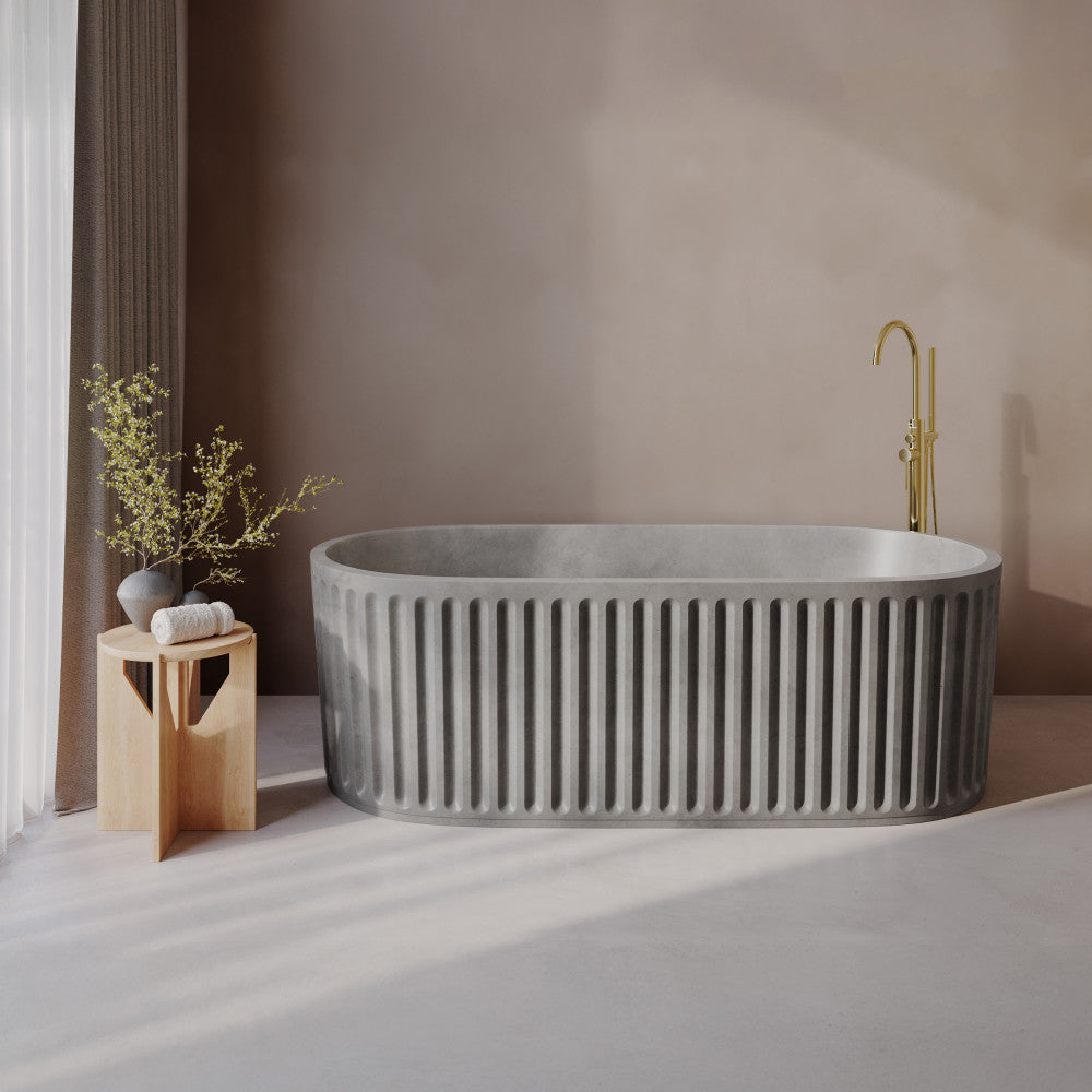 Delice 67" Freestanding Concrete Bathtub in Gray, Drain Included