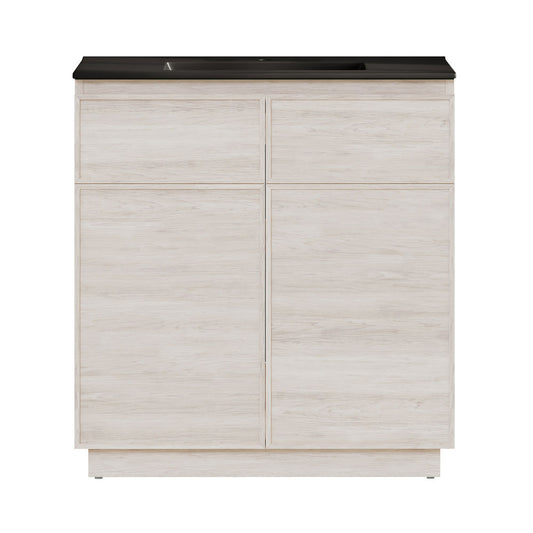 St. Tropez 36" Freestanding Bathroom Vanity in White Oak with Black Sink Top