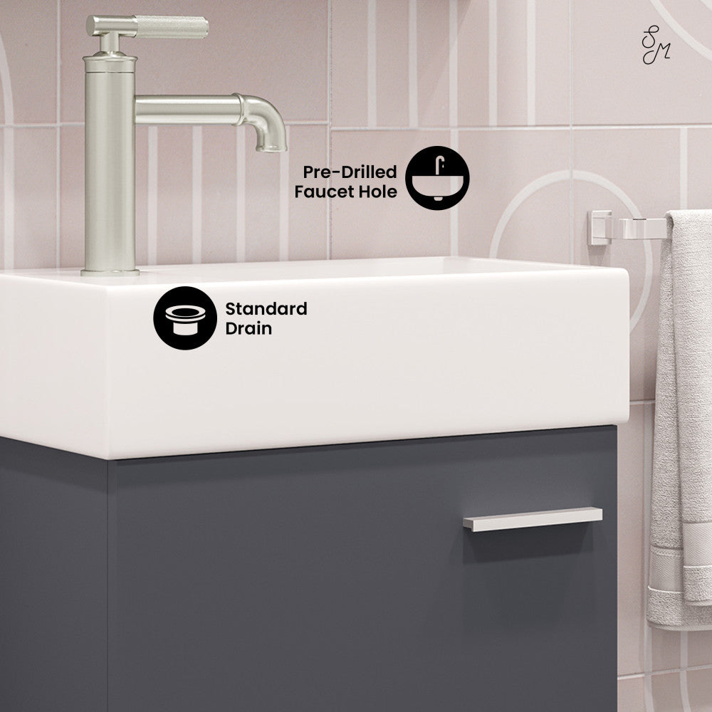 Colmer 18" Wall-Mounted Bathroom Vanity in Slate