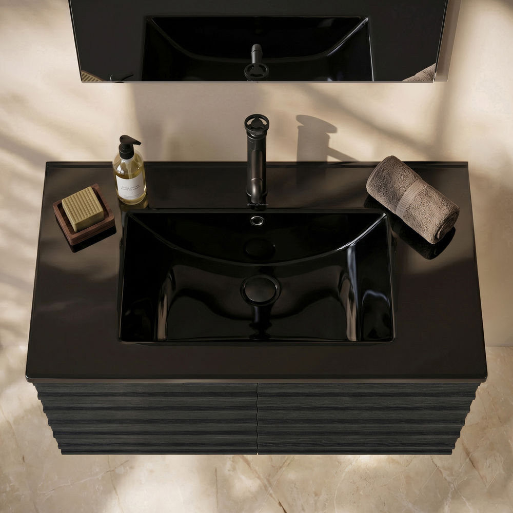 30" Vanity Sink Top in Glossy Black