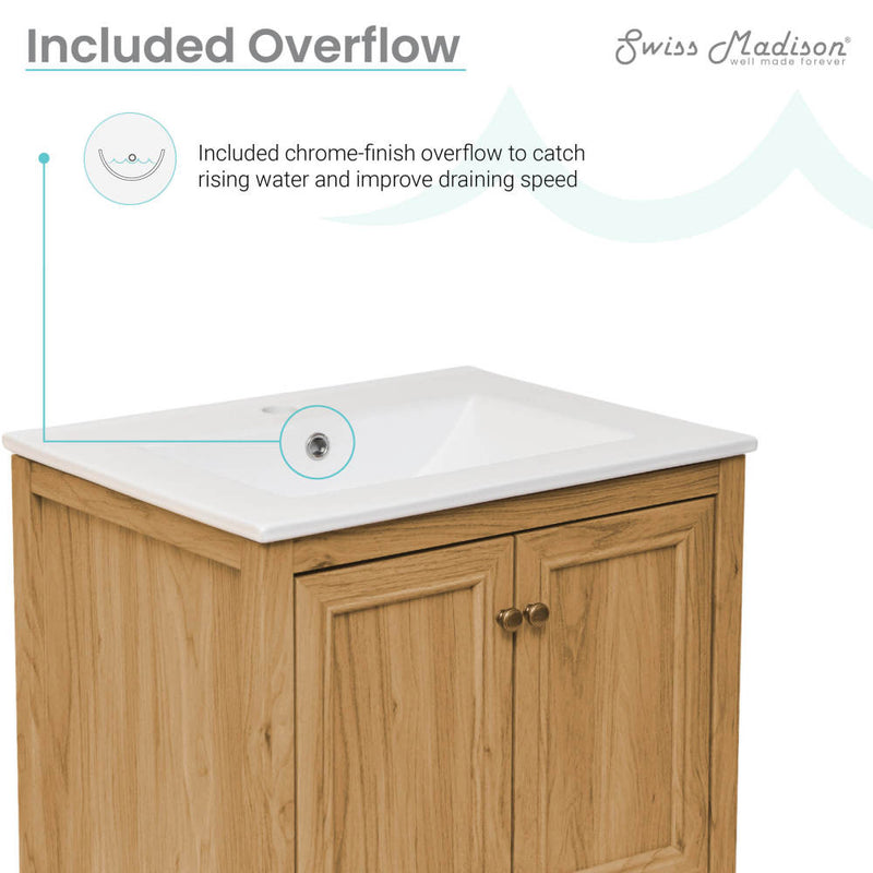 Château 24" Freestanding Bathroom Vanity in Golden Oak with Sink Top