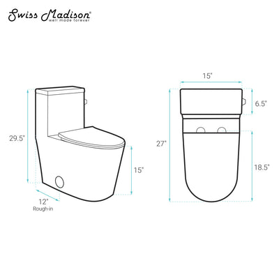 Liberte One-Piece 12" Rough-in 1.28 GPF Right-Hand Flush Elongated ADA Toilet in Glossy White