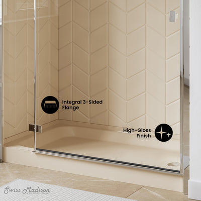 Voltaire 60" x 36" Single-Threshold, Right-Hand Drain, Shower Base in Biscuit