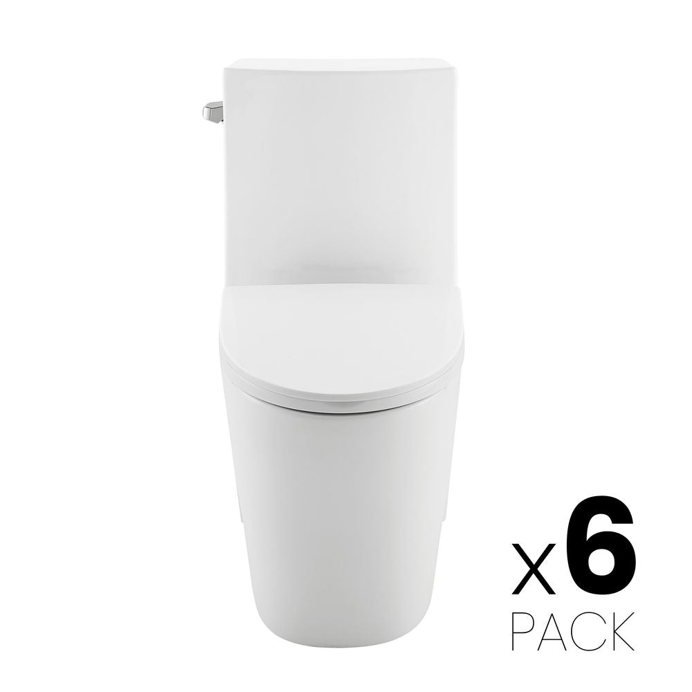 St. Tropez One-Piece 10" Rough-in 1.28 GPF Left Flush Elongated Toilet in Glossy White (6 - Pack)