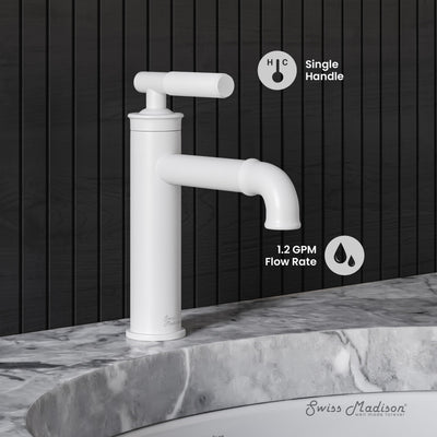 Avallon Single Hole, Single-Handle Sleek, Bathroom Faucet in Matte White