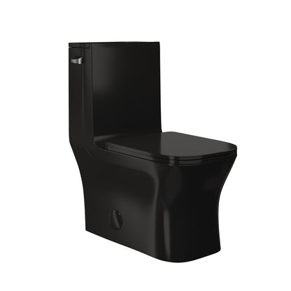 Concorde One-Piece 12" Rough-in 1.28 GPF Left-Hand Flush Square Toilet in Glossy Black