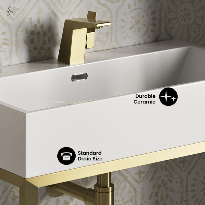 Concorde 30" Rectangle Console Sink with Brushed Gold Legs
