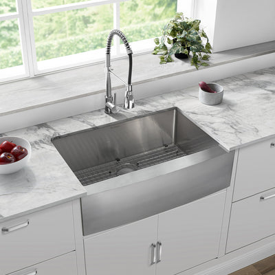 Tourner 30 x 21 Stainless Steel, Single Basin, Farmhouse Kitchen Sink with Apron