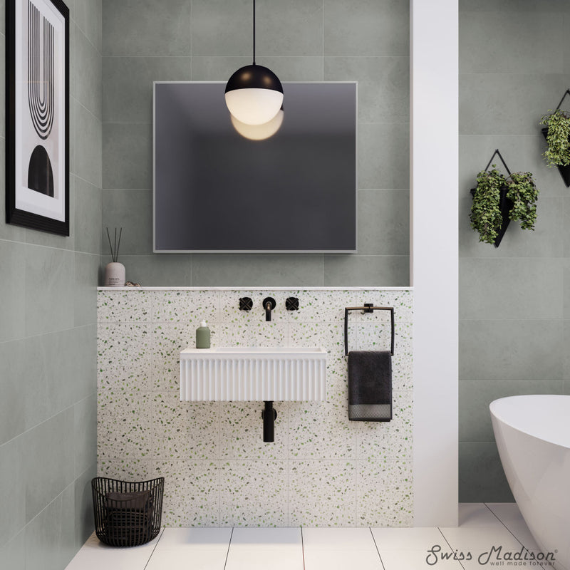 Delice 24" Rectangle Wall-Mount Bathroom Sink in Matte White