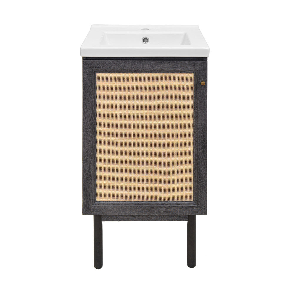 Classe 18" Freestanding Bathroom Vanity in Black Oak with Sink Top