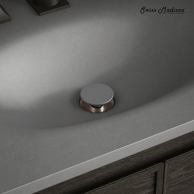 Lisse Concrete Bathroom Sink Non-Overflow Pop Up Drain in Matte Dark Gray