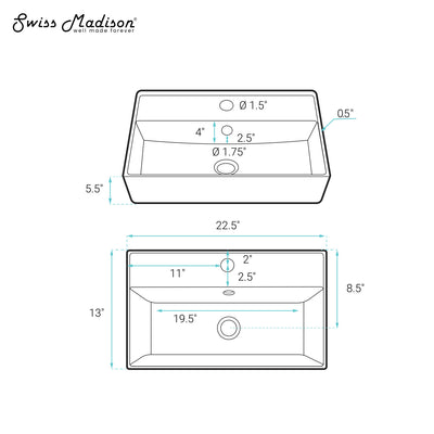 Claire 22" Rectangle Wall-Mount Bathroom Sink