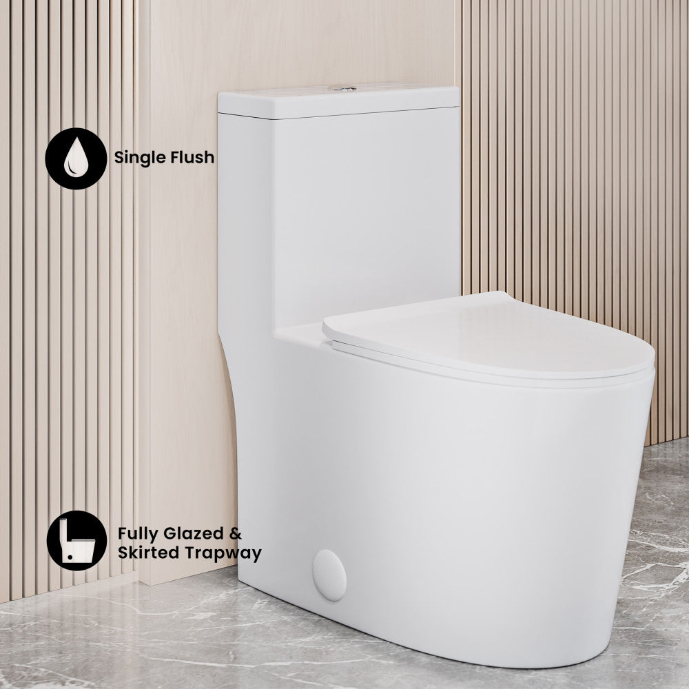 Dreux High Efficiency One-Piece Elongated Toilet with 0.8 GPF