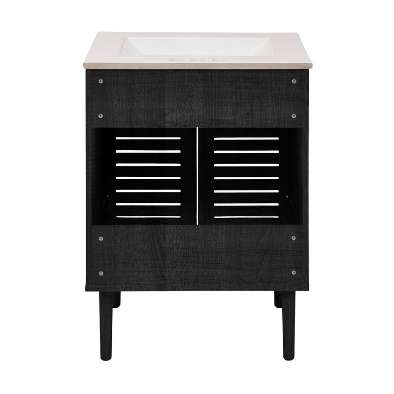 Bron 24" Freestanding Bathroom Vanity in Black Oak with 3-Hole Centerset Sink Top