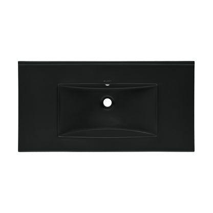 36" Zero Hole Vanity Sink Top in Matte Black