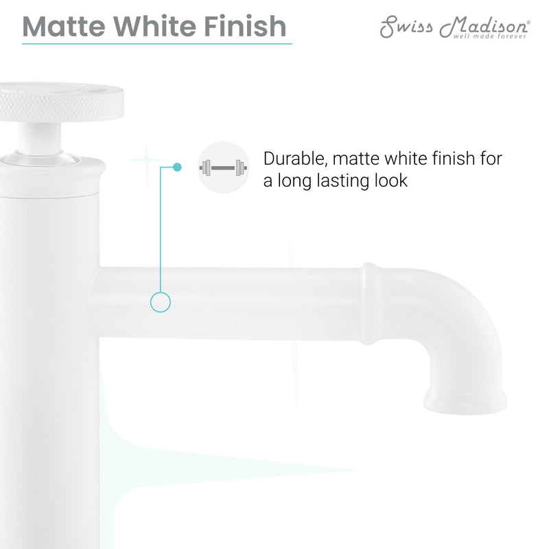 Avallon Single Hole, Single-Handle Wheel, High Arc Bathroom Faucet in Matte White