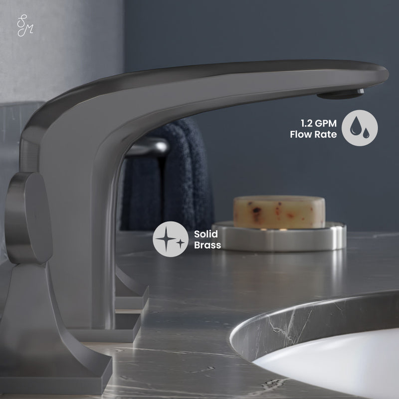 Chateau 8 in. Widespread, 2-Handle, Bathroom Faucet in Gunmetal Grey