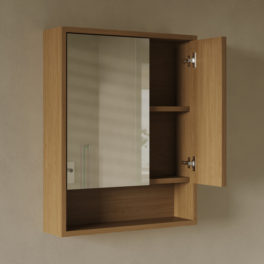 Delice 24 x 30 Rectangular Wall Mount Medicine Cabinet in Oak with Open Shelf