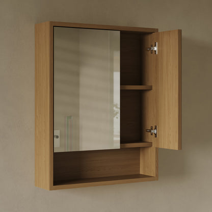 Delice 24 x 30 Rectangular Wall Mount Medicine Cabinet in Oak with Open Shelf