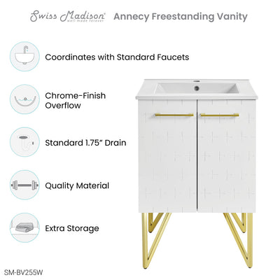 Annecy 24" Freestanding Bathroom Vanity in Galaxy White with Sink Top