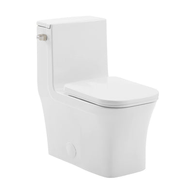 Concorde One-Piece 14" Rough-in 1.28 GPF Left-Hand Flush Square Toilet in Glossy White
