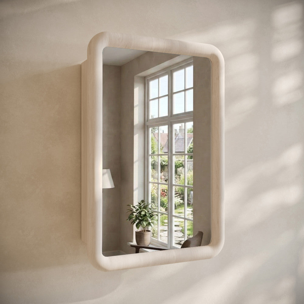 Plaisir 18 x 27 Recessed/Wall Mount Medicine Cabinet with Mirror in White Oak