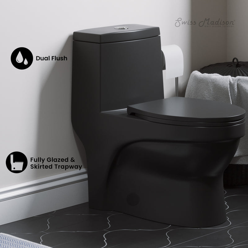 Virage One-Piece Elongated Toilet Vortex Dual-Flush 1.1/1.6 gpf, Matte Black