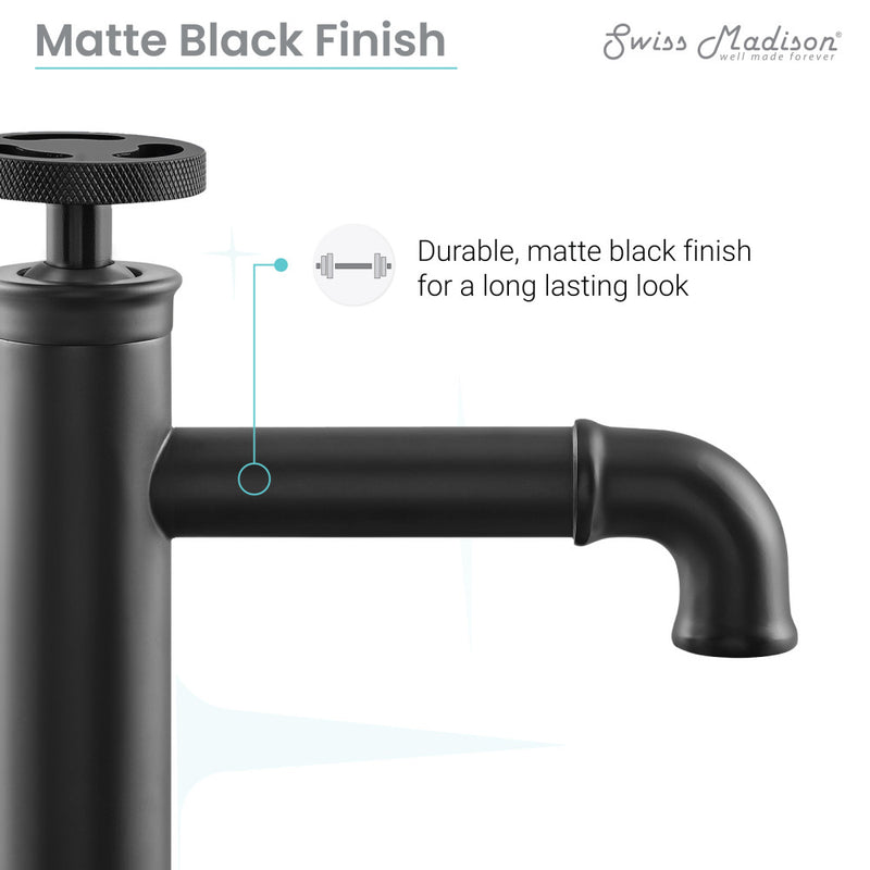 Avallon Single Hole, Single-Handle Wheel, Bathroom Faucet in Matte Black