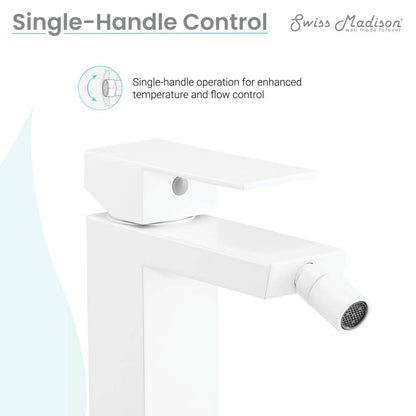 Single-handle bidet faucet in matte white, sleek modern design.