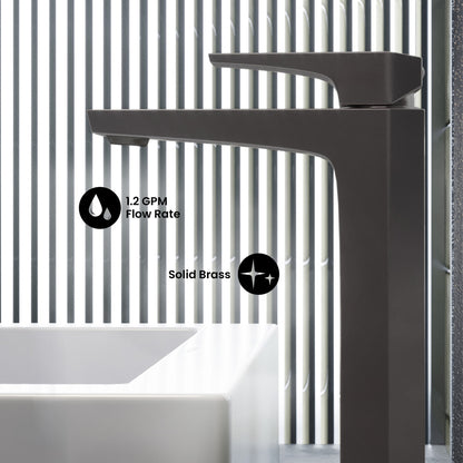 Voltaire Single Hole, Single-Handle, High Arc Bathroom Faucet in Gunmetal Gray