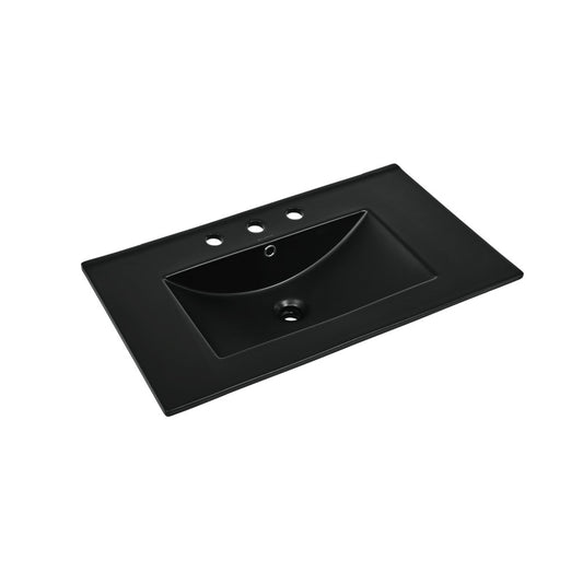 30" 3-Hole Widespread Vanity Sink Top in Glossy Black
