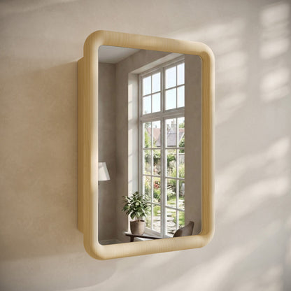 Plaisir 18 x 27 Recessed/Wall Mount Medicine Cabinet with Mirror in Natural Oak