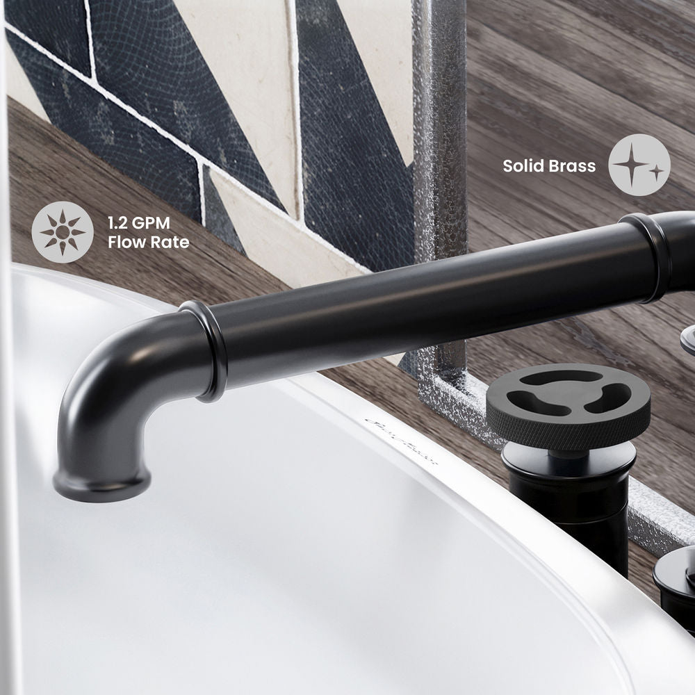 Avallon 8 in. Widespread, 2-Handle Wheel, Bathroom Faucet in Matte Black